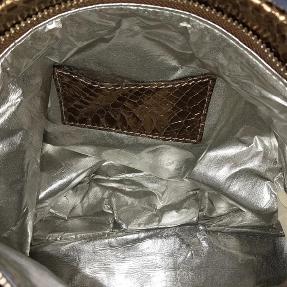 Calvin Klein Snakeskin Metallic Leather Handbag - Picture 5 of 6